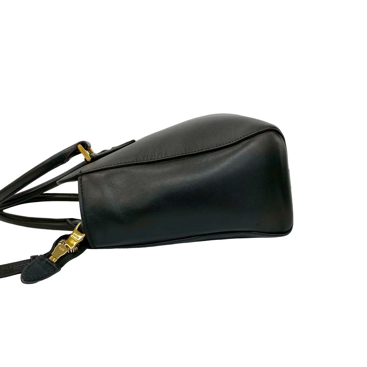 Prada Logo Saffiano Leather 2-Way Mini Tote Shoulder Bag Black — view 5
