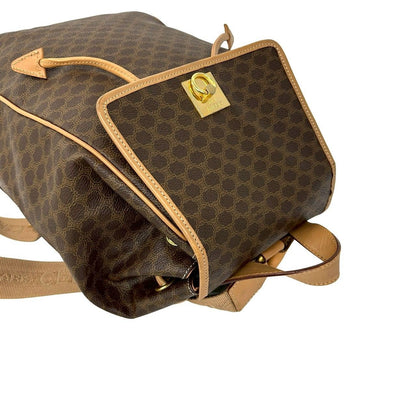 Celine Vintage Macadam Blason Triomphe Pattern Logo Ring Leather Backpack Brown — view 4