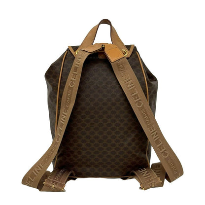 Celine Vintage Macadam Blason Triomphe Pattern Logo Ring Leather Backpack Brown — view 3