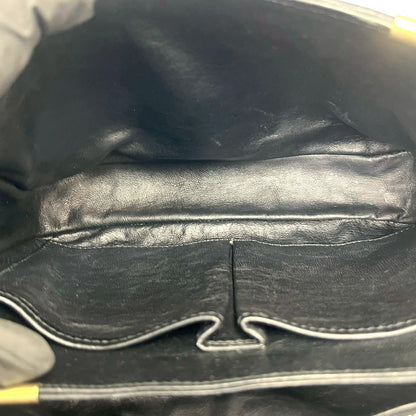 Celine Vintage Logo Carriage Leather Shoulder Bag Pochette Crossbody Black — view 9