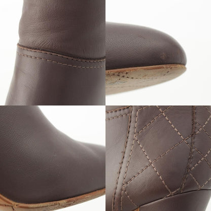 Chanel Leather CC Logo Heels Boots Brown — view 9