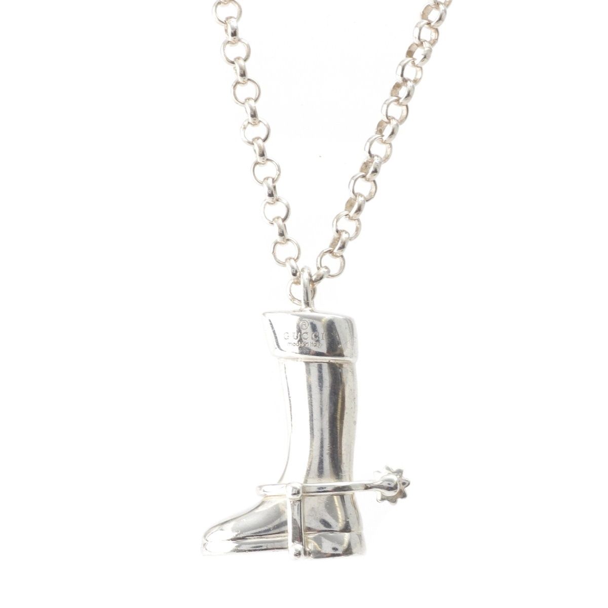 Gucci Boots Motif Chain Necklace 925 Sterling Silver