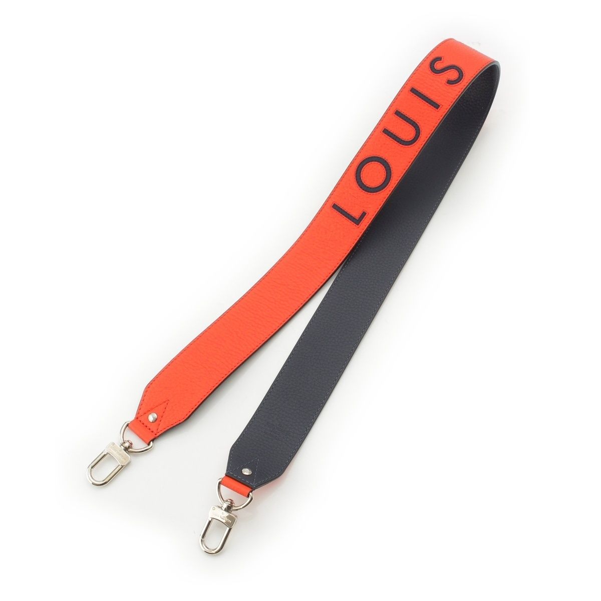 Louis Vuitton Leather Logo Shoulder Strap Volcano Orange Navy — view 2