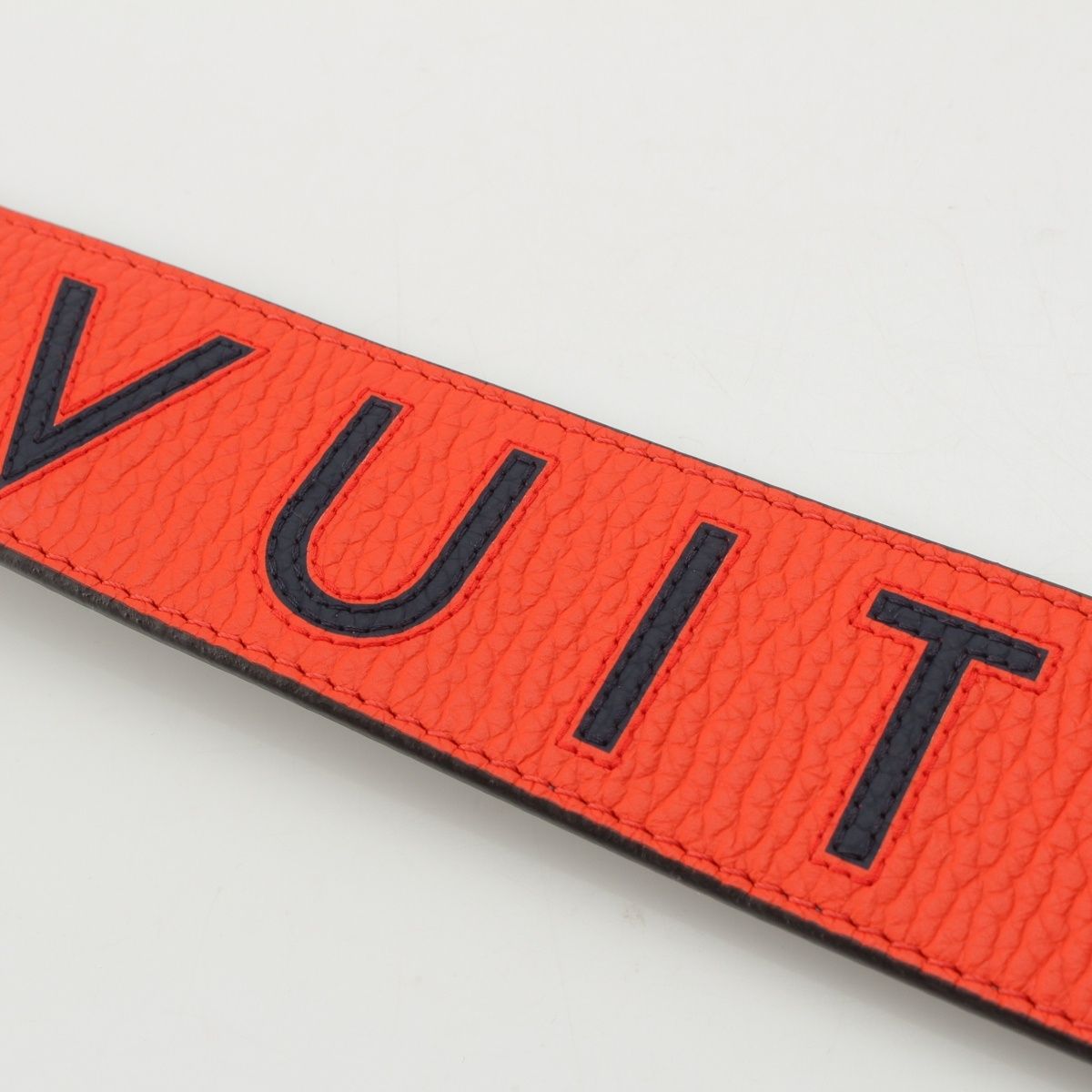 Louis Vuitton Leather Logo Shoulder Strap Volcano Orange Navy — view 5