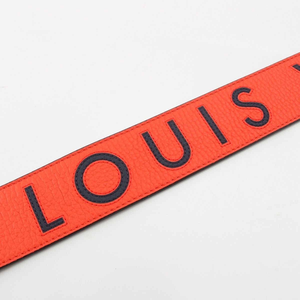 Louis Vuitton Leather Logo Shoulder Strap Volcano Orange Navy — view 4
