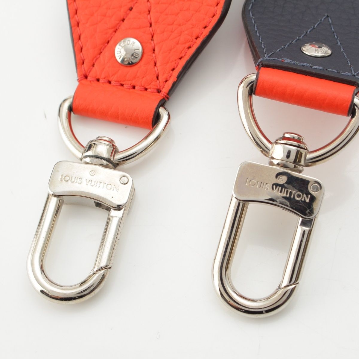 Louis Vuitton Leather Logo Shoulder Strap Volcano Orange Navy — view 7