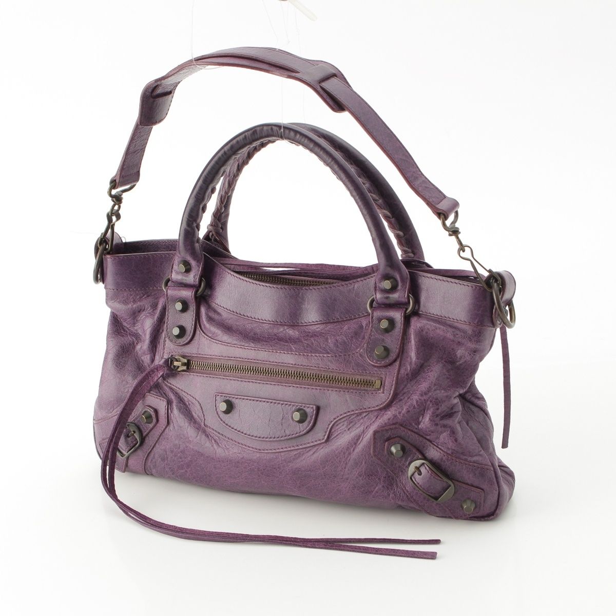 Balenciaga the Fast Leather 2-Way Shoulder Handbag Purple — view 2