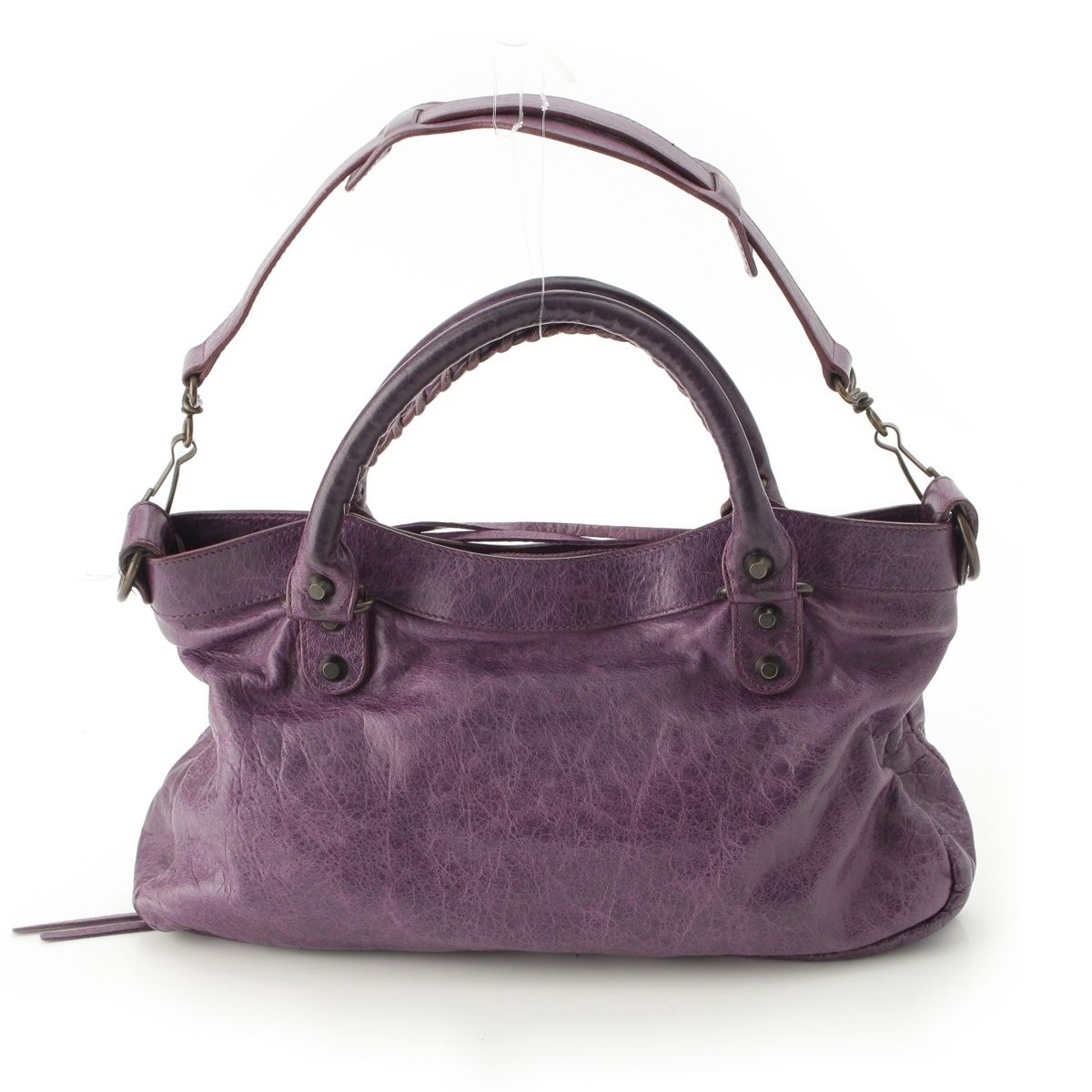Balenciaga the Fast Leather 2-Way Shoulder Handbag Purple — view 4