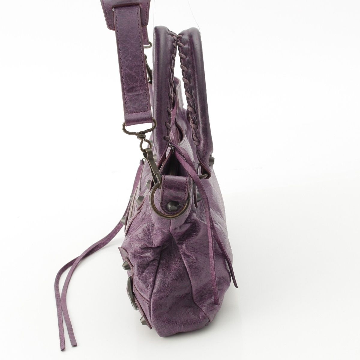 Balenciaga the Fast Leather 2-Way Shoulder Handbag Purple — view 3