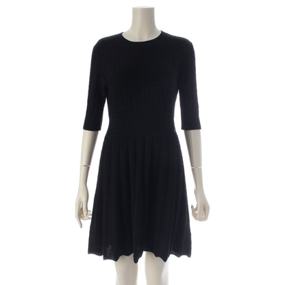 Chanel CC Logo Charm Short Sleeve Knit Dress Black 36