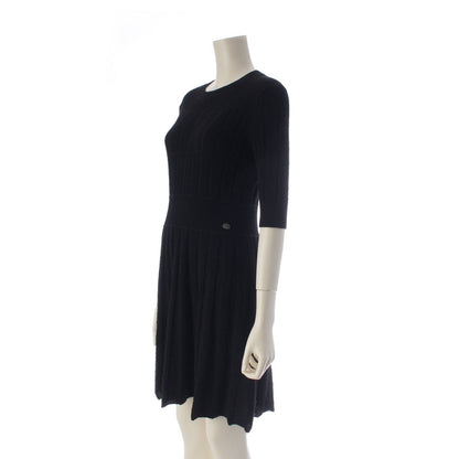 Chanel CC Logo Charm Short Sleeve Knit Dress Black 36 — view 2