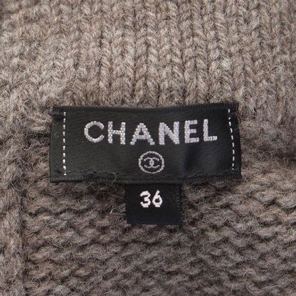 Chanel Wool Yak Cashmere Flare Sleeve Knit High Neck Dress Gray Brown 36 — view 9