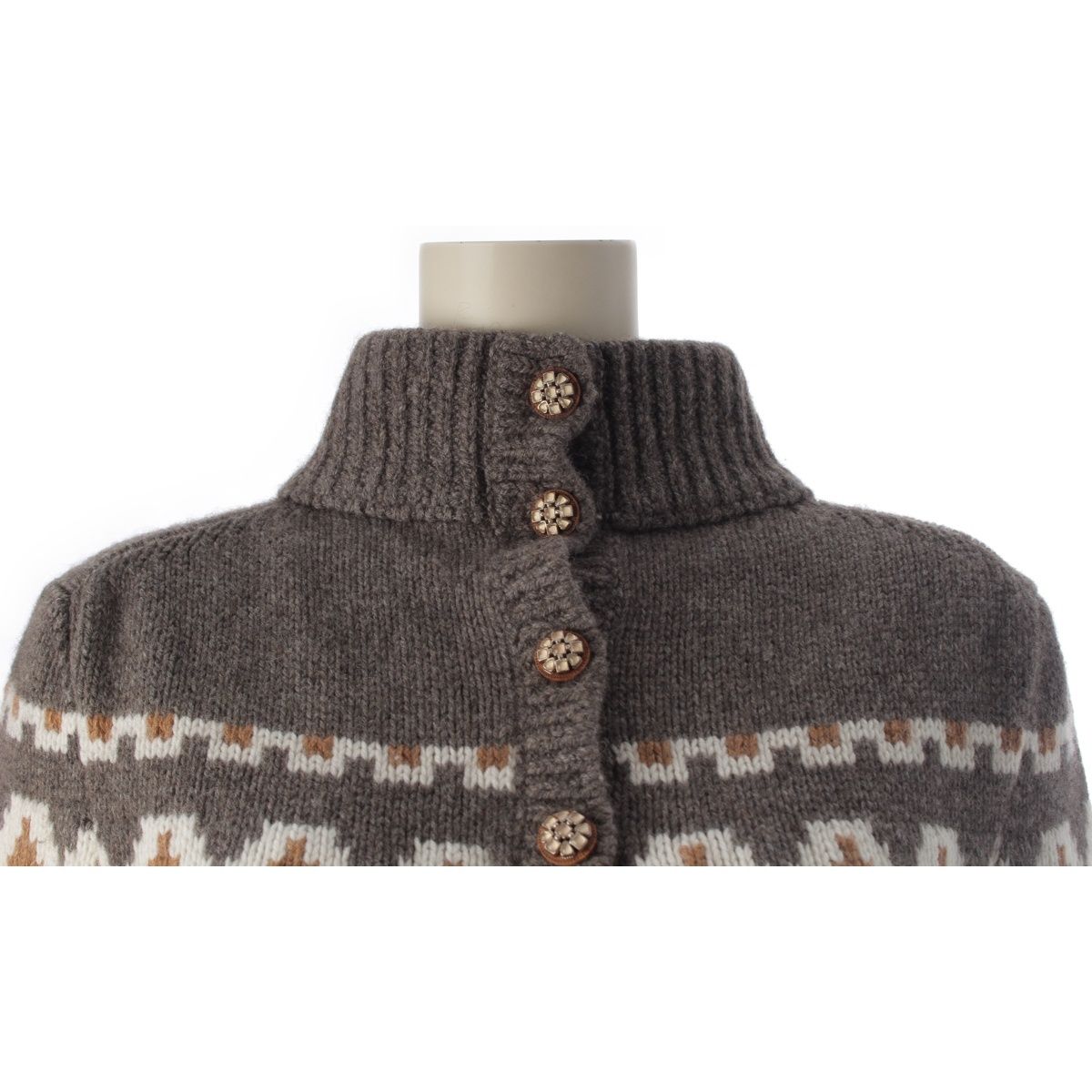 Chanel Wool Yak Cashmere Flare Sleeve Knit High Neck Dress Gray Brown 36 — view 5