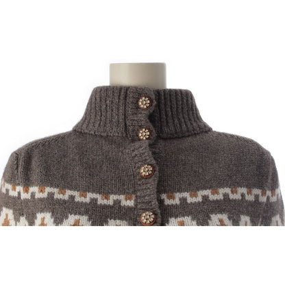 Chanel Wool Yak Cashmere Flare Sleeve Knit High Neck Dress Gray Brown 36 — view 5