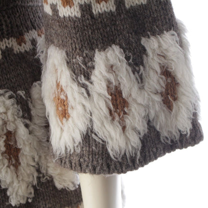 Chanel Wool Yak Cashmere Flare Sleeve Knit High Neck Dress Gray Brown 36 — view 6