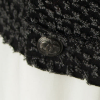 Chanel Coco Button Frill Trim Cut Jacquard Tailored Jacket Black Dark Gray 34 — view 7
