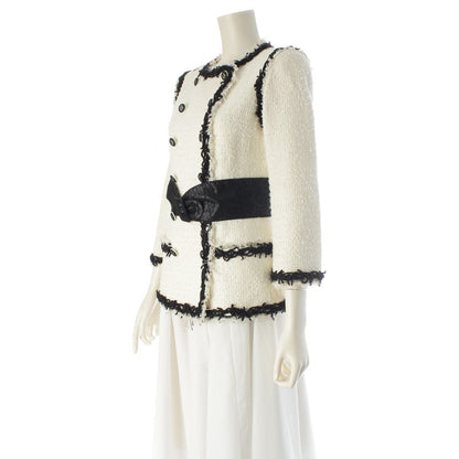Chanel Bijou Here Button Double Breasted Tweed jacket White Black 34 — view 2