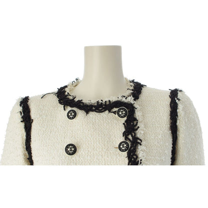 Chanel Bijou Here Button Double Breasted Tweed jacket White Black 34 — view 5