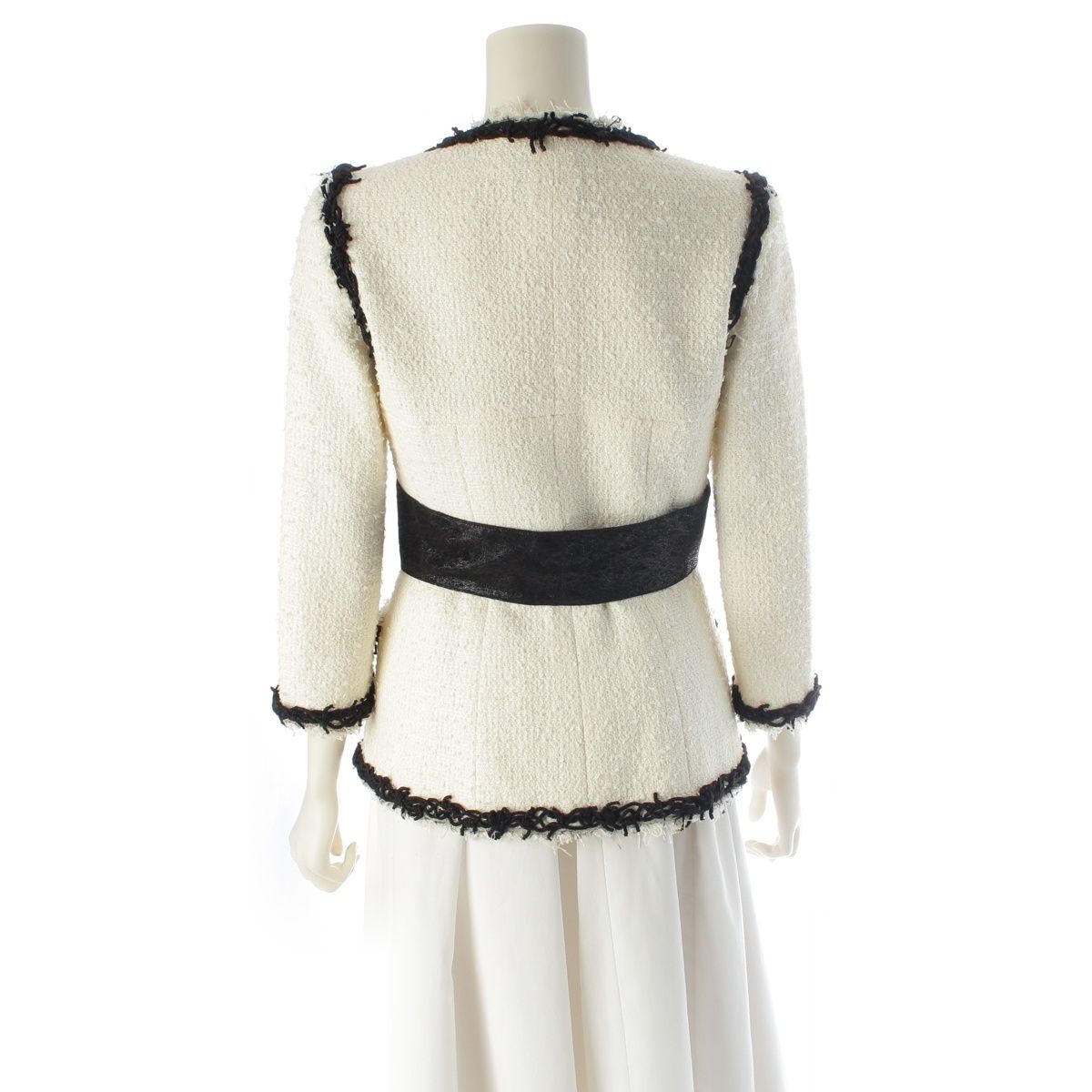 Chanel Bijou Here Button Double Breasted Tweed jacket White Black 34 — view 4