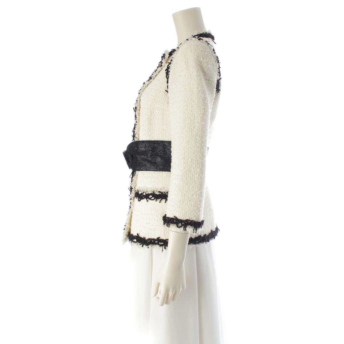 Chanel Bijou Here Button Double Breasted Tweed jacket White Black 34 — view 3