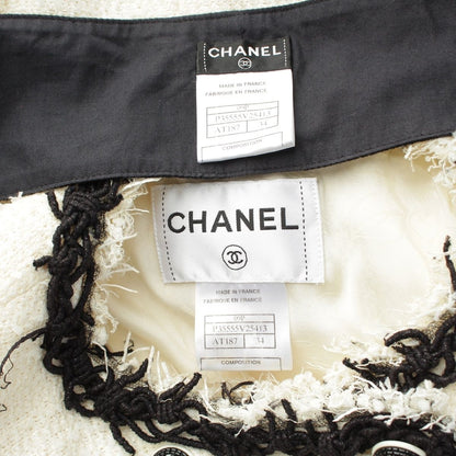 Chanel Bijou Here Button Double Breasted Tweed jacket White Black 34 — view 9