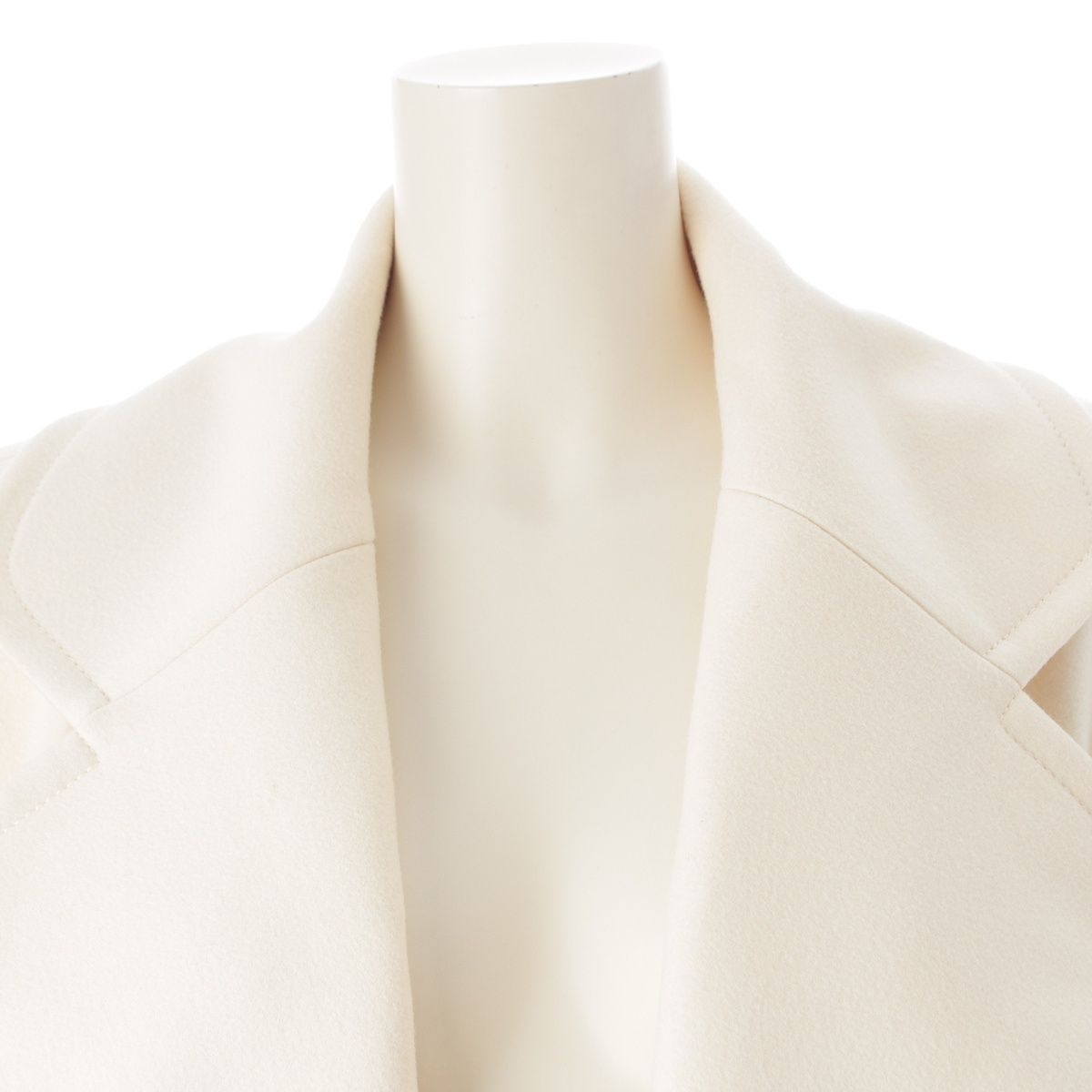Chanel Cashmere Blend Wool Lining Long Coat Off White Ivory 34 — view 5