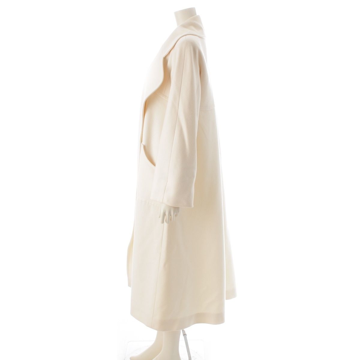 Chanel Cashmere Blend Wool Lining Long Coat Off White Ivory 34 — view 3