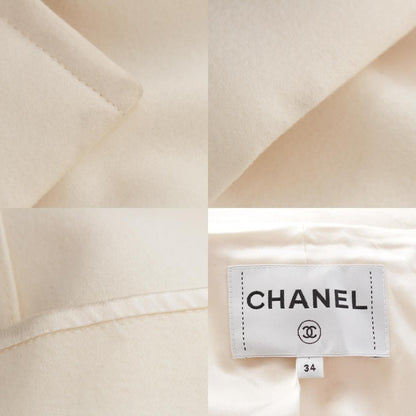 Chanel Cashmere Blend Wool Lining Long Coat Off White Ivory 34 — view 9