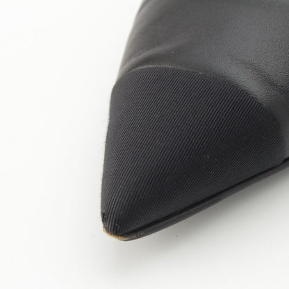 Chanel Leather Pearl Strap Sling Bag Flat Mules Shoes Black 37c — view 8