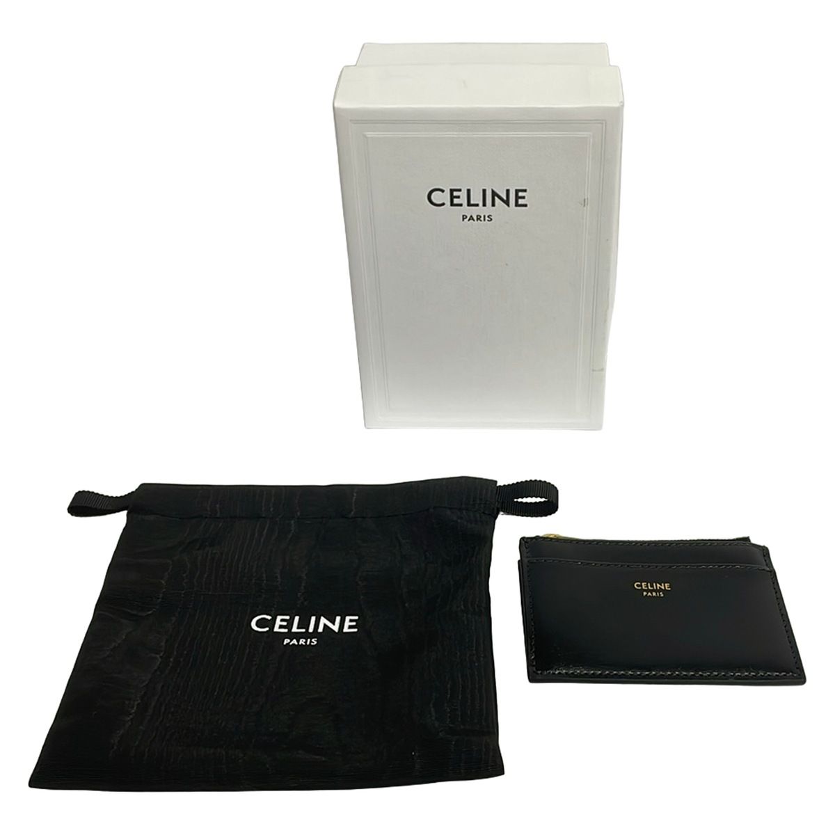 Celine Trifold Wallet Triomphe Compact Black Coin Case Removable Leather — view 6