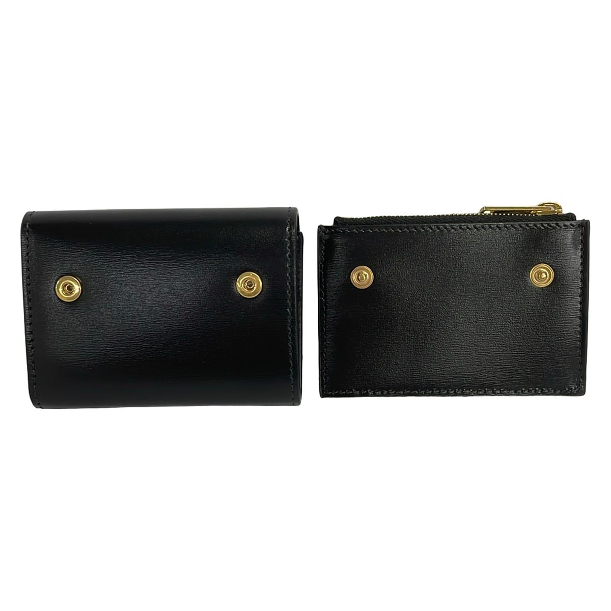 Celine Trifold Wallet Triomphe Compact Black Coin Case Removable Leather — view 7