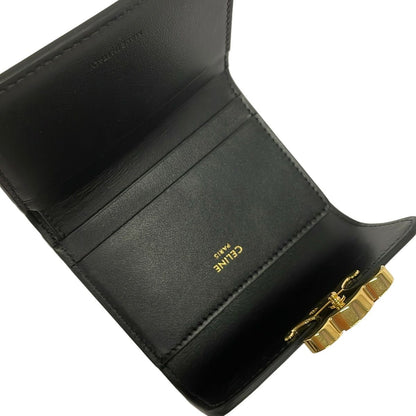 Celine Trifold Wallet Triomphe Compact Black Coin Case Removable Leather — view 3