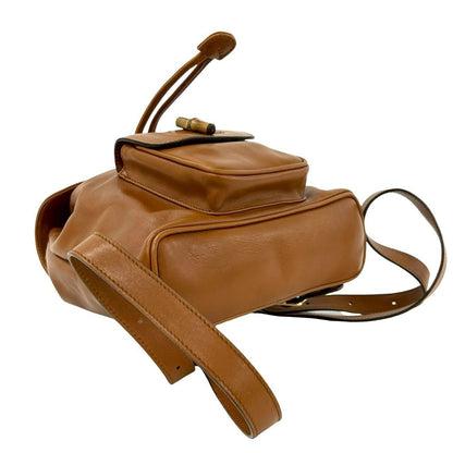Gucci Vintage Bamboo Leather Drawstring Mini Backpack Brown — view 7