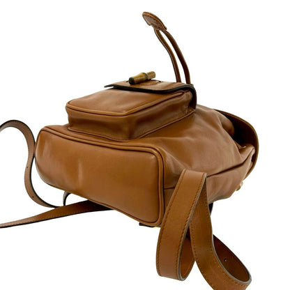 Gucci Vintage Bamboo Leather Drawstring Mini Backpack Brown — view 8