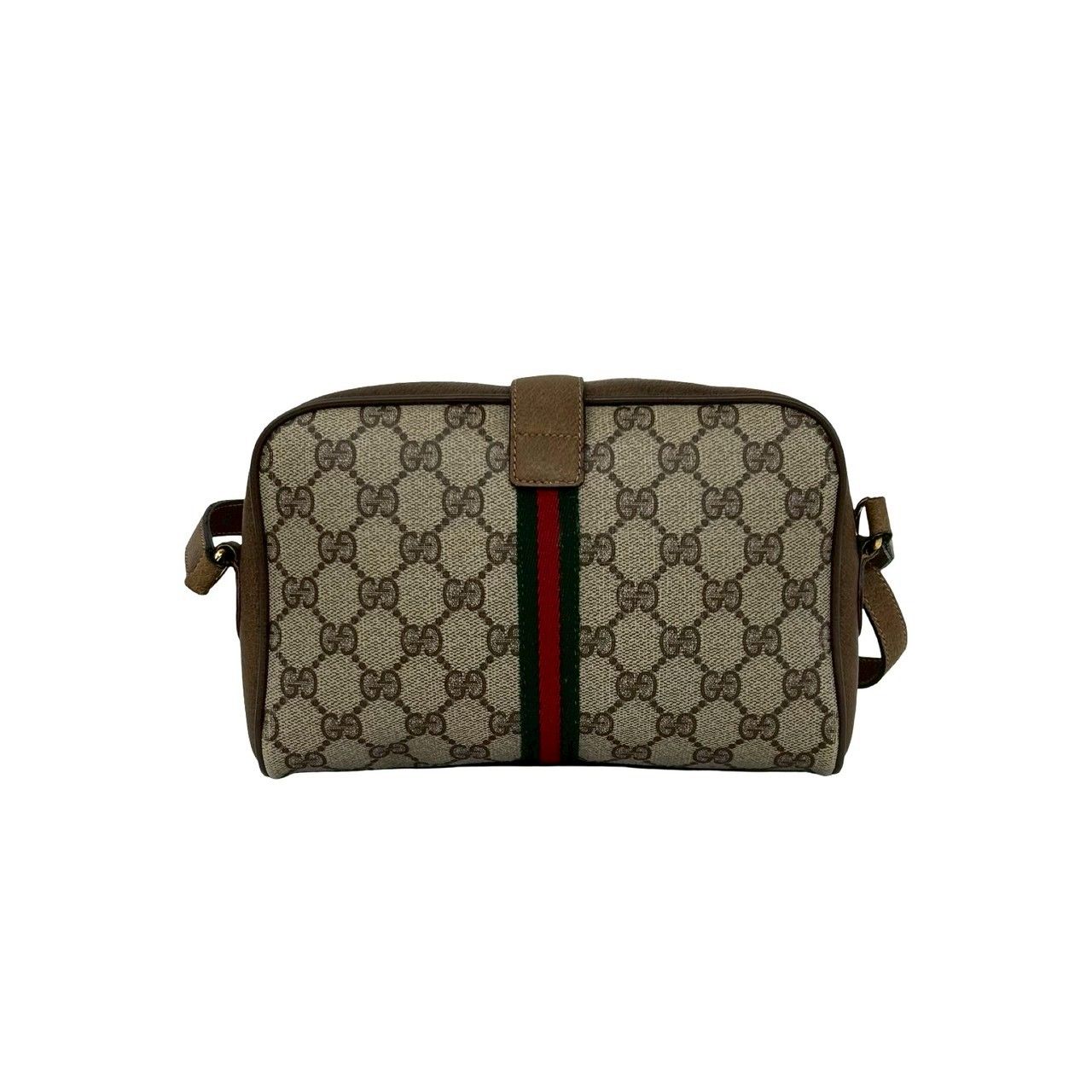 Gucci Vintage Sherry Line GG Logo Leather Shoulder Bag Brown — view 3