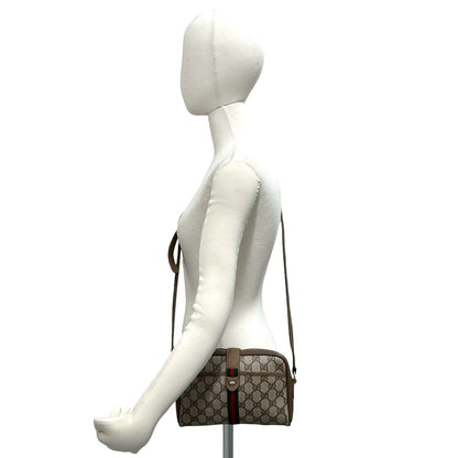 Gucci Vintage Sherry Line GG Logo Leather Shoulder Bag Brown — view 2