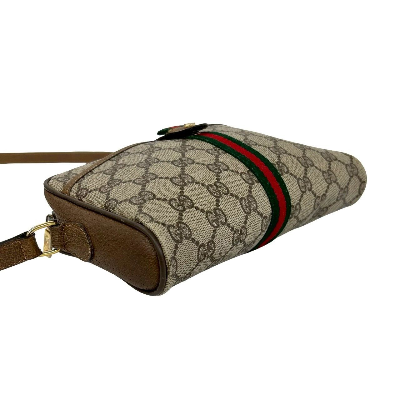 Gucci Vintage Sherry Line GG Logo Leather Shoulder Bag Brown — view 7