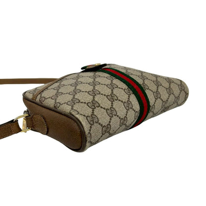Gucci Vintage Sherry Line GG Logo Leather Shoulder Bag Brown — view 7