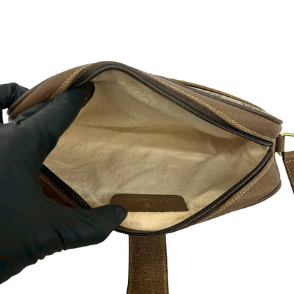 Gucci Vintage Sherry Line GG Logo Leather Shoulder Bag Brown — view 9