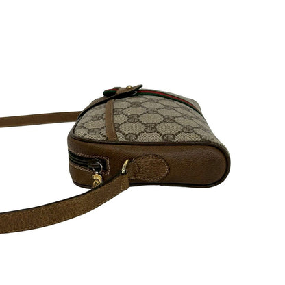 Gucci Vintage Sherry Line GG Logo Leather Shoulder Bag Brown — view 5