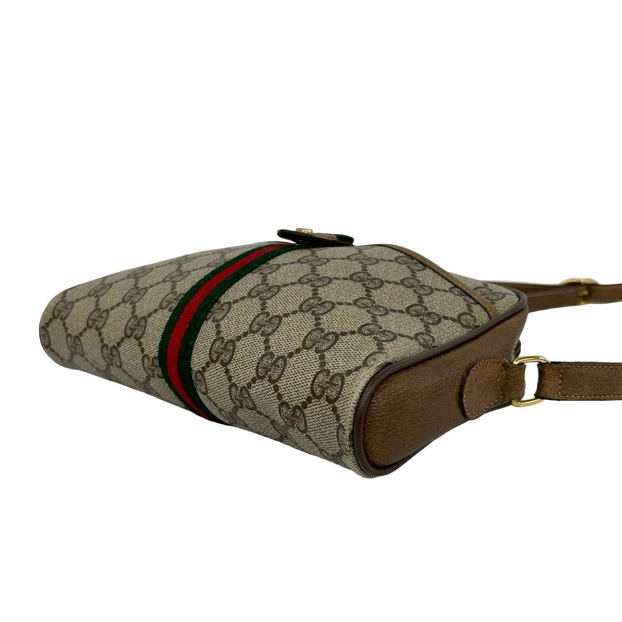 Gucci Vintage Sherry Line GG Logo Leather Shoulder Bag Brown — view 8