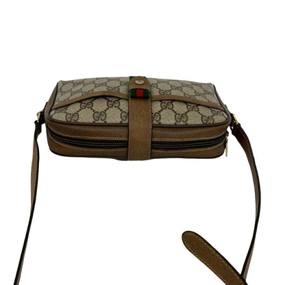 Gucci Vintage Sherry Line GG Logo Leather Shoulder Bag Brown — view 4