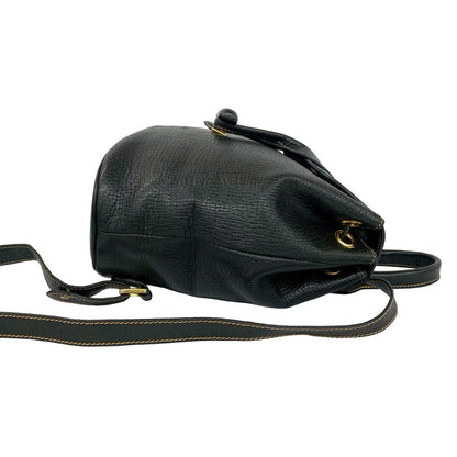 Loewe Vintage Logo Leather Turnlock Drawstring Backpack Black — view 6