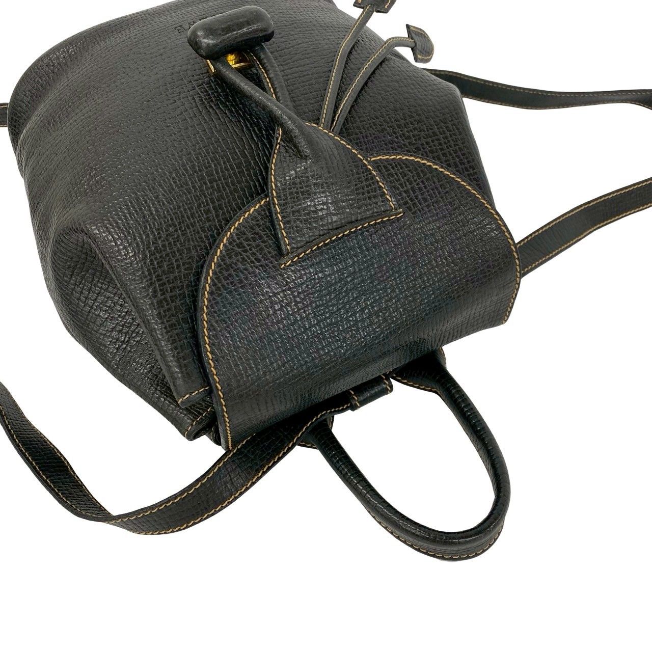 Loewe Vintage Logo Leather Turnlock Drawstring Backpack Black — view 4