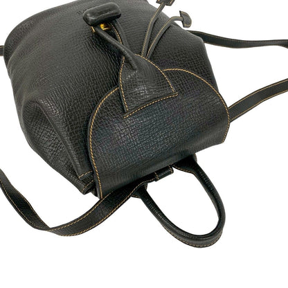 Loewe Vintage Logo Leather Turnlock Drawstring Backpack Black — view 4