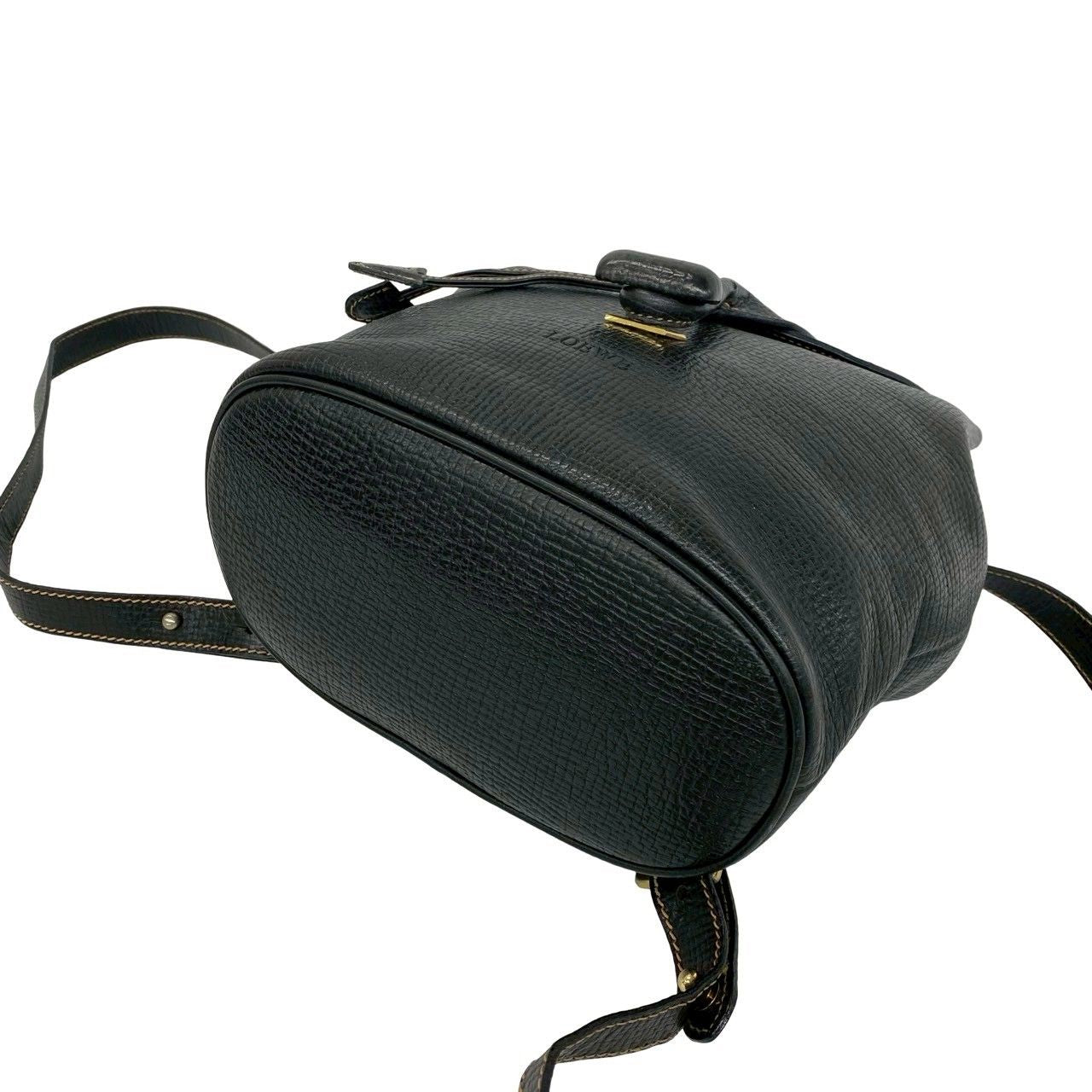 Loewe Vintage Logo Leather Turnlock Drawstring Backpack Black — view 8