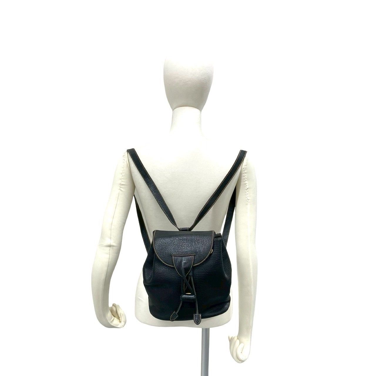 Loewe Vintage Logo Leather Turnlock Drawstring Backpack Black — view 2