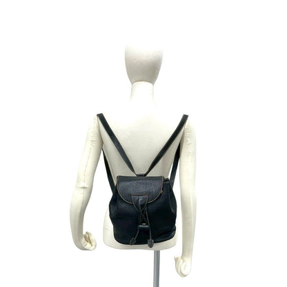 Loewe Vintage Logo Leather Turnlock Drawstring Backpack Black — view 2