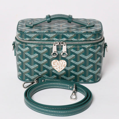 Goyard Muse Vanity Case Mini Nano Bag Green 2-Way Goyardine Canvas Calfskin