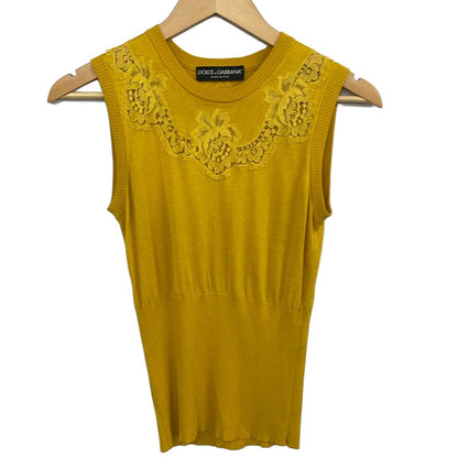 Dolce & Gabbana Ensemble Dark Yellow Silk Lace — view 3